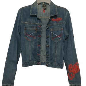 RocaWear Jean Jacket with Red Embroidery sz Large